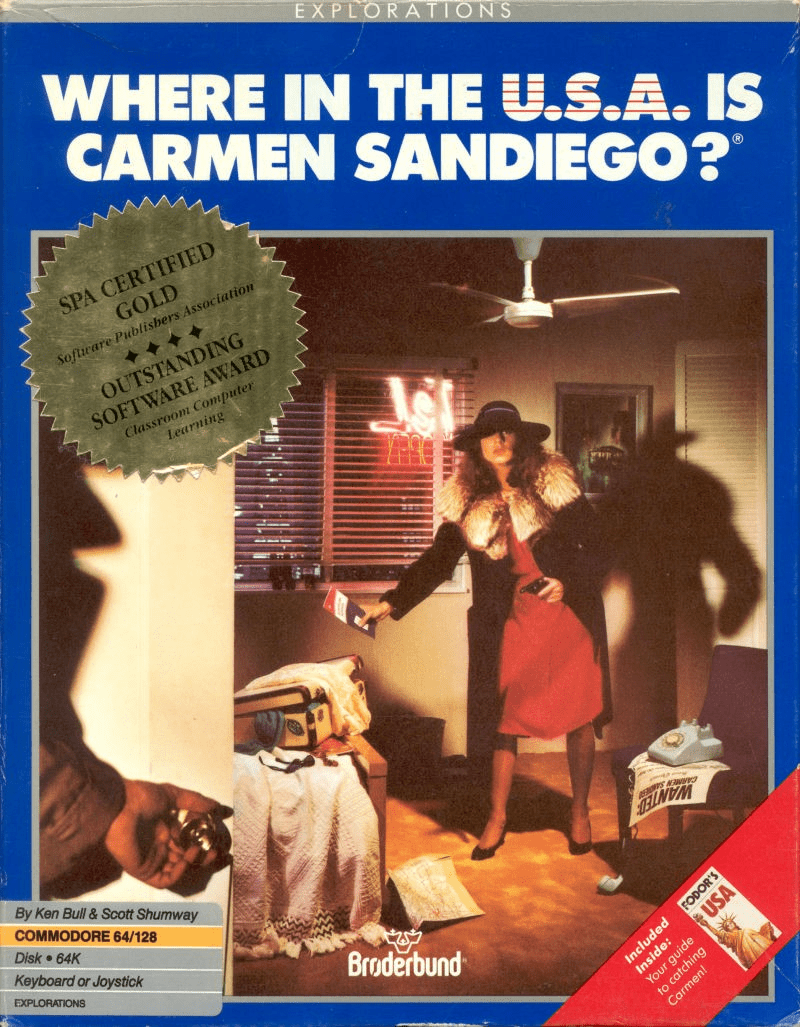 Where in the USA is Carmen Sandiego box art for Commodore 64